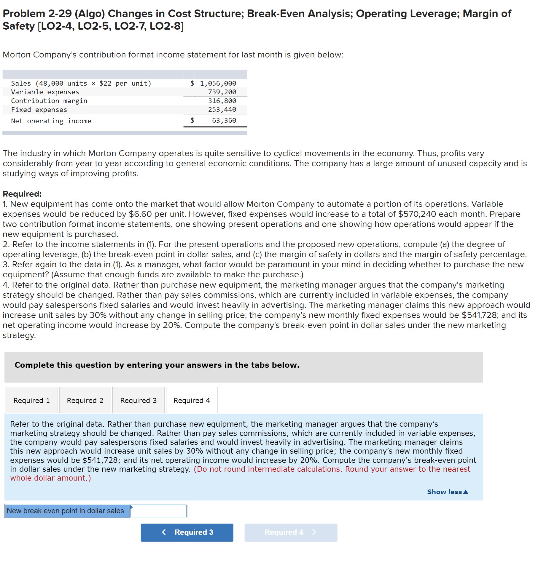statement for last month is given below: Sales (48,666 units x $22