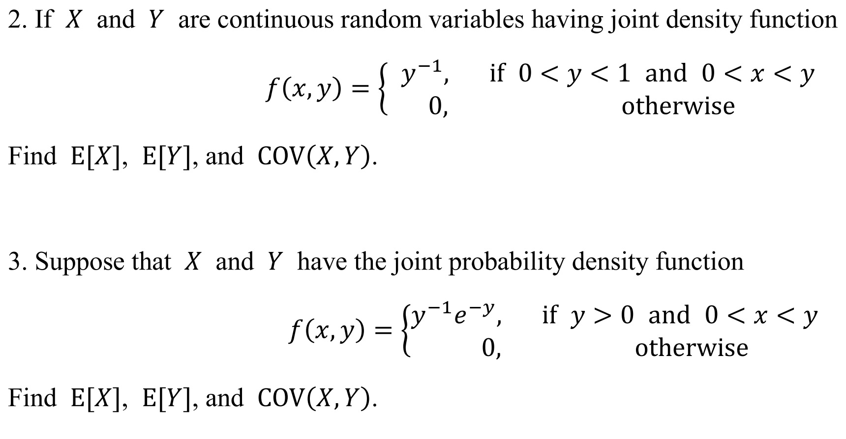  2. If X and Y are continuous random variables having joint