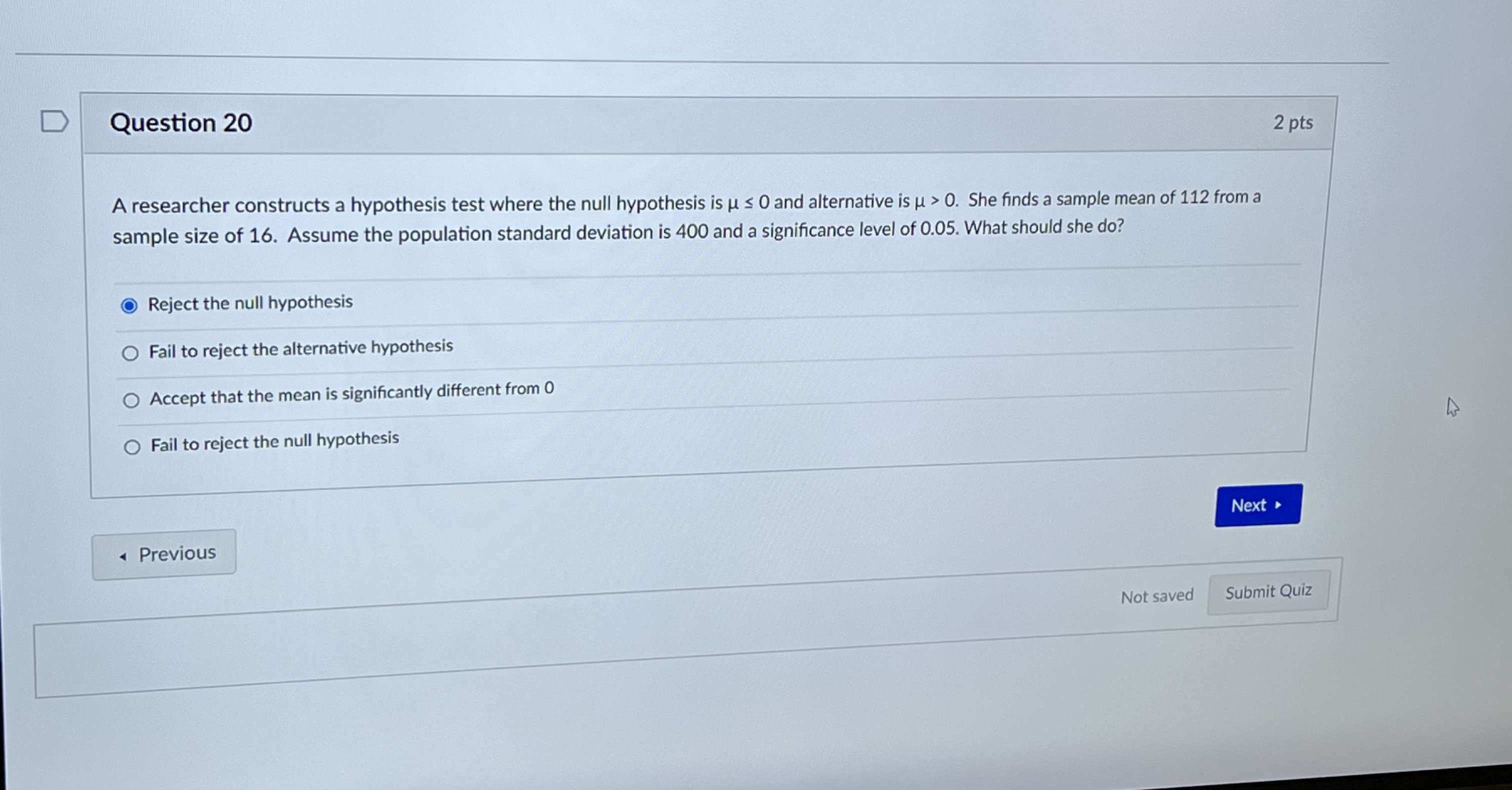 The sample mean is found to be 70.6 feet. At a 0.05