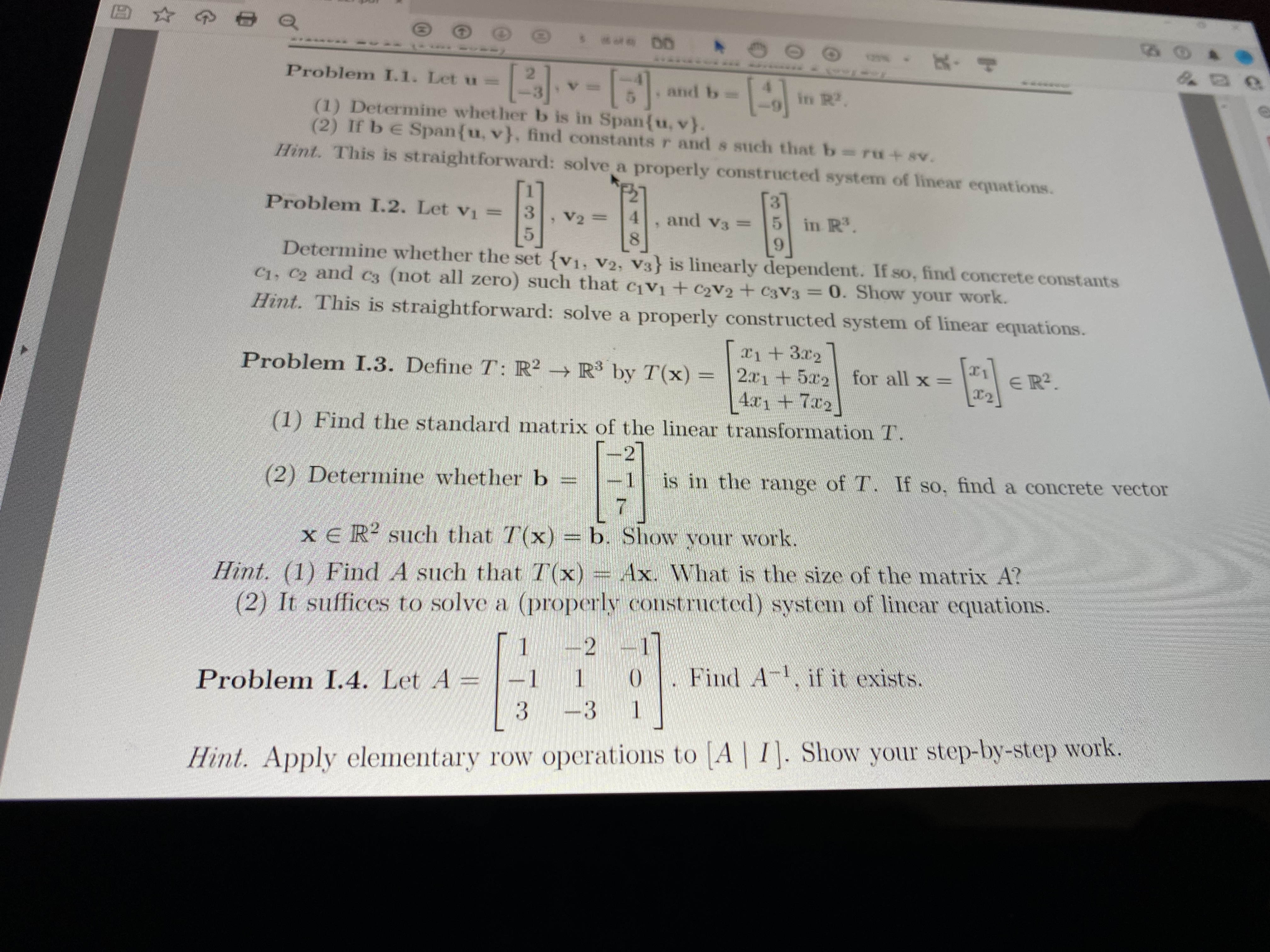  Problem I.1. Let u - 23 . - 51 . and