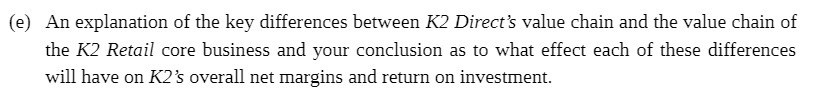  [e] An explanation of the key differences between K2 Direct's value