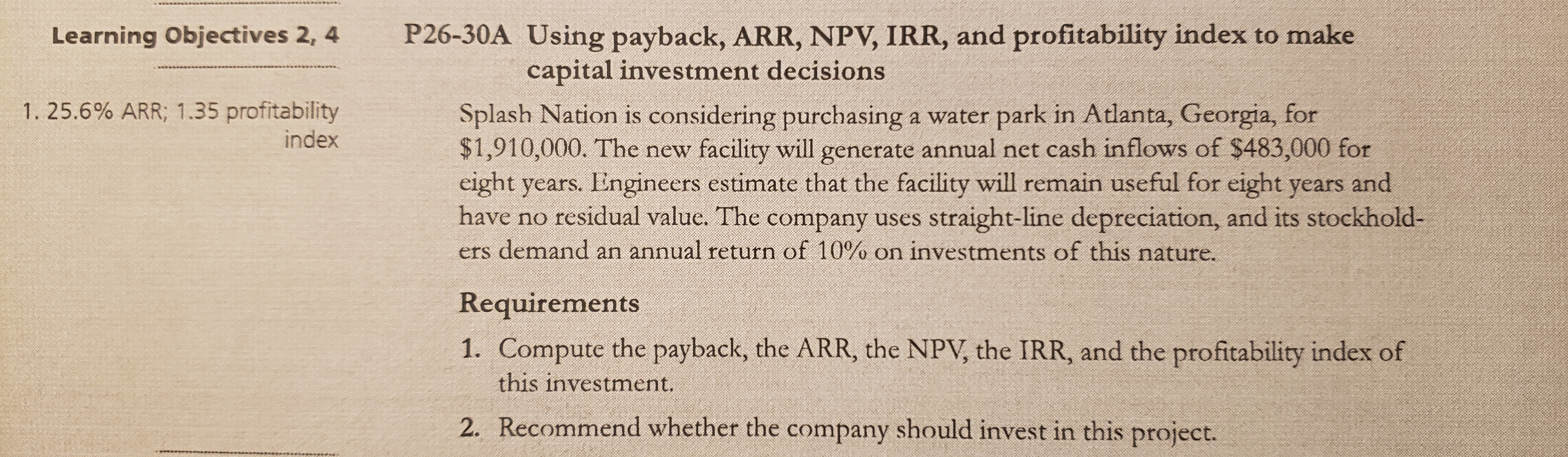 Need a little help solving this one. Learning Objectives 2, 4 P26-30A