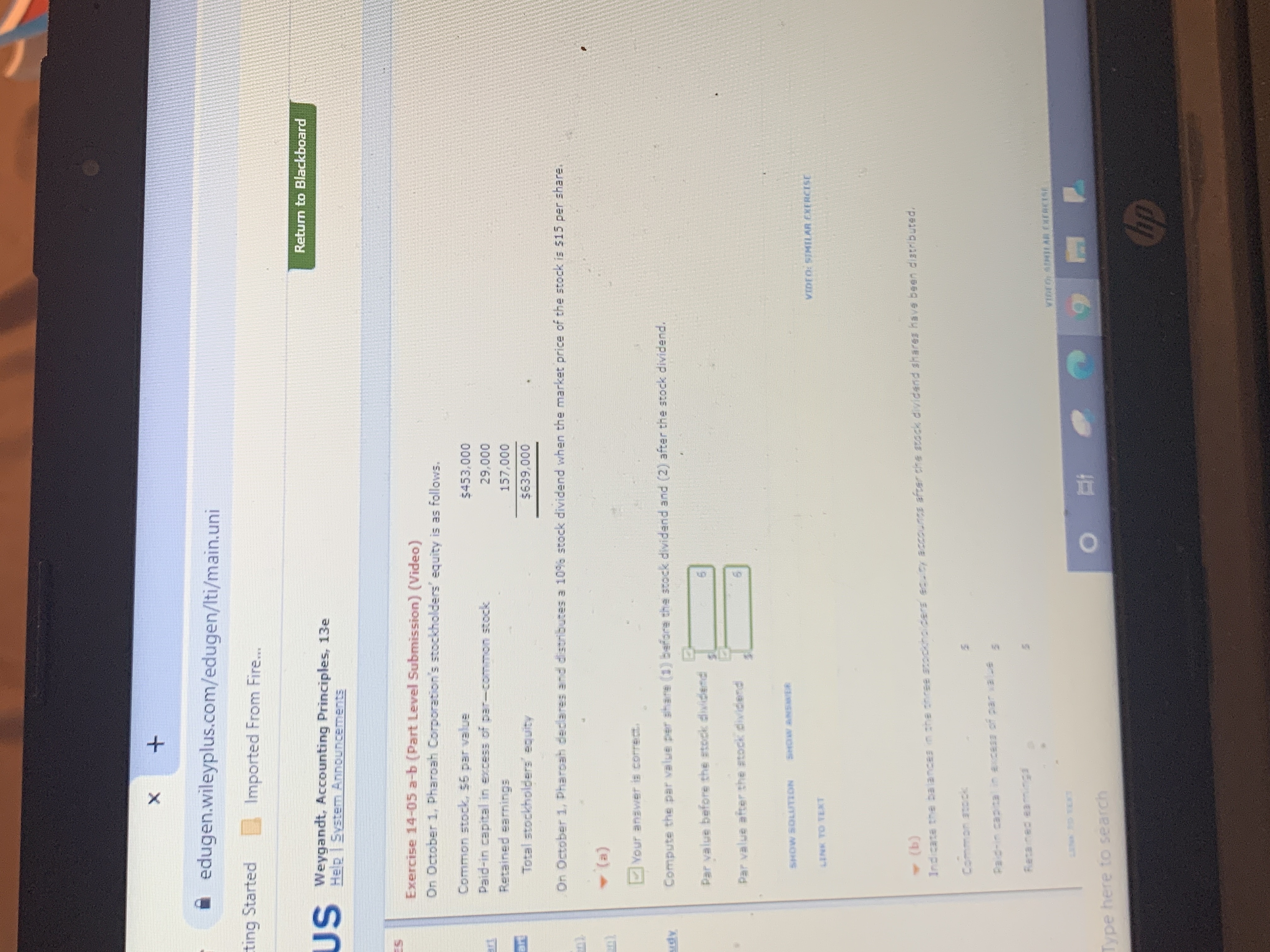 X + edugen.wileyplus.com/edugen/Iti/main.uni ting Started Imported From Fire. Return to Blackboard