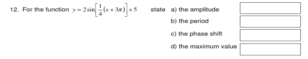 12. For the function y = 2sin + (x + 3x)