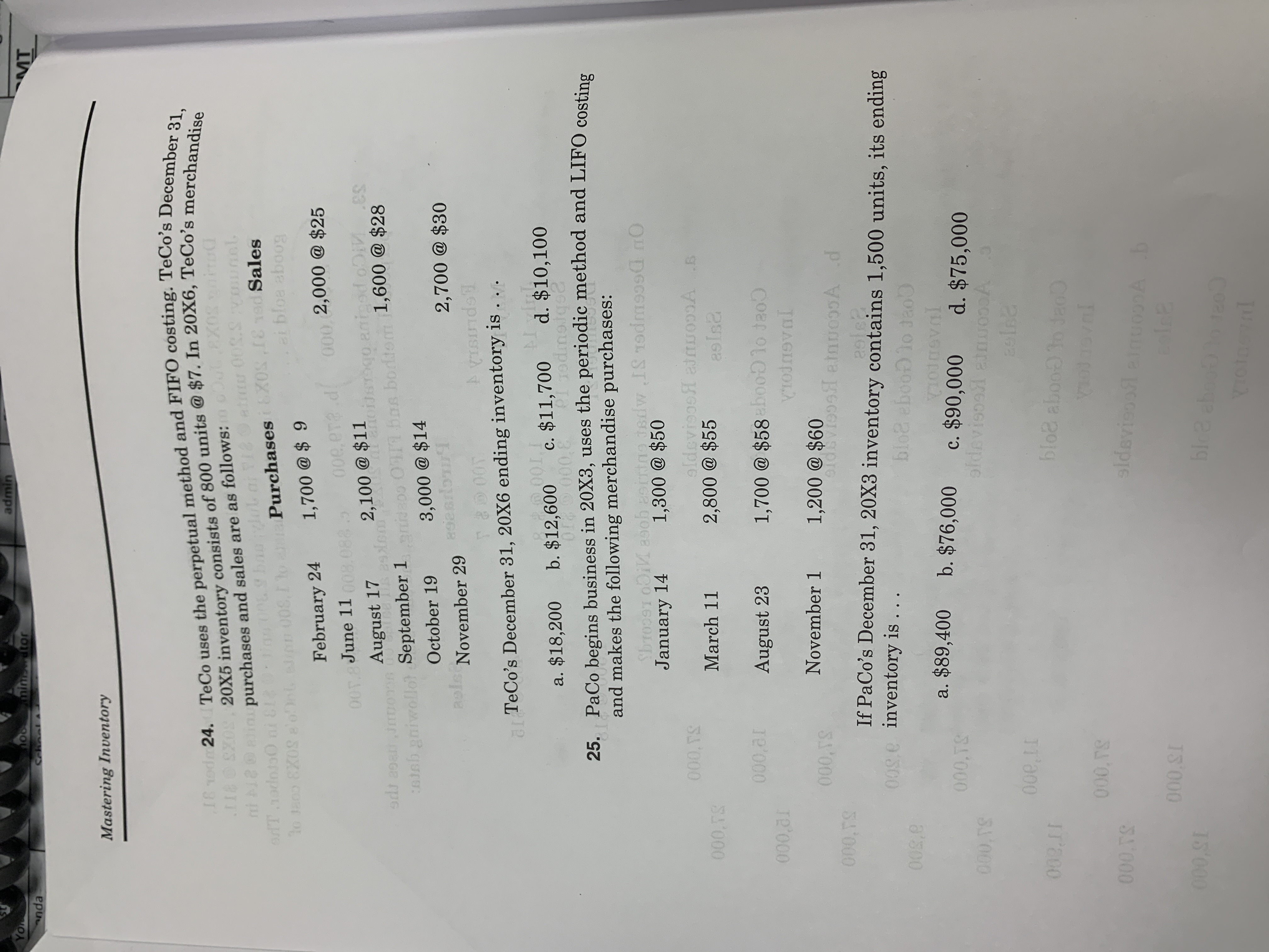 Please answer 24 and 25 You anda mimswdtor Mastering Inventory If wod