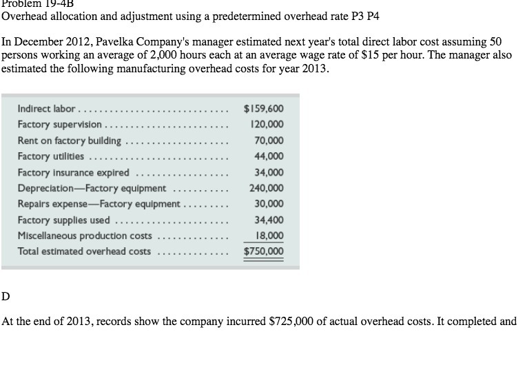 Overhead allocation and adjustment using a predetermined overhead rate P 3