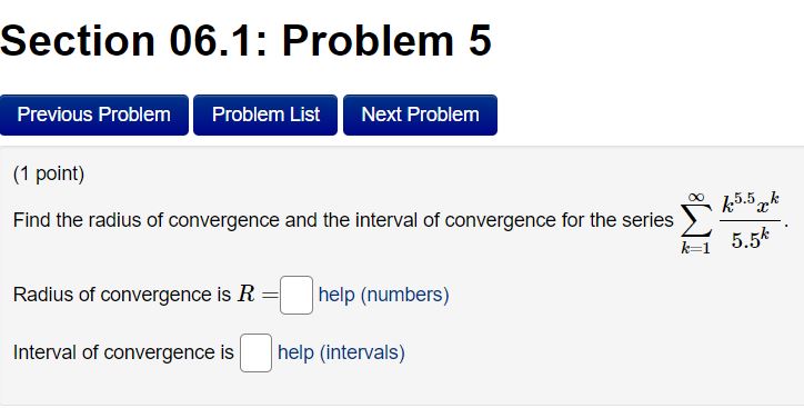  Section 06.1: Problem 5 {1 point] DU 135.531: Find the radius
