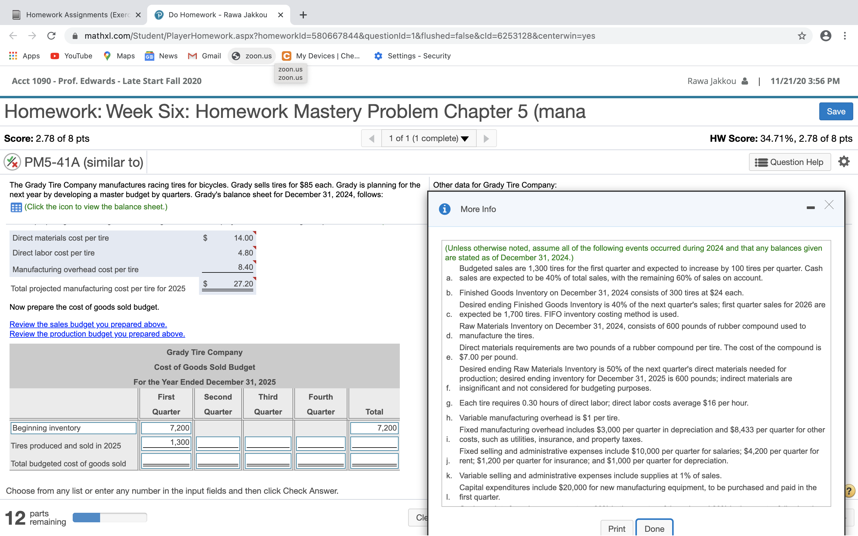 My Devices | Che... Settings - Security Acct 1090 - Prof. Edwards