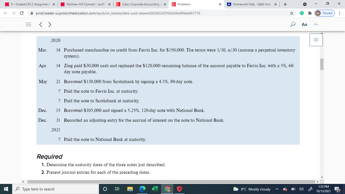 Problem 10-3A Transactions with current notes payableLO3Zing Cell Phone Company entered into