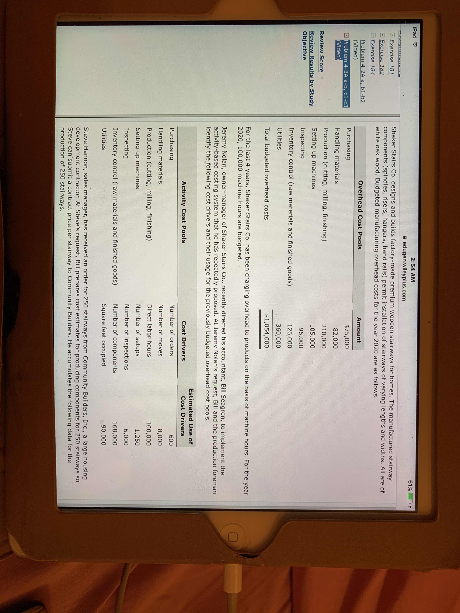 iPad ? 2:54 AM 61%4 a edugen.wileyplus.com Exercise 181 Shaker Stairs
