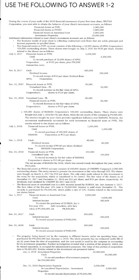 Answer with solutions.1. What is the correct total carrying value of all