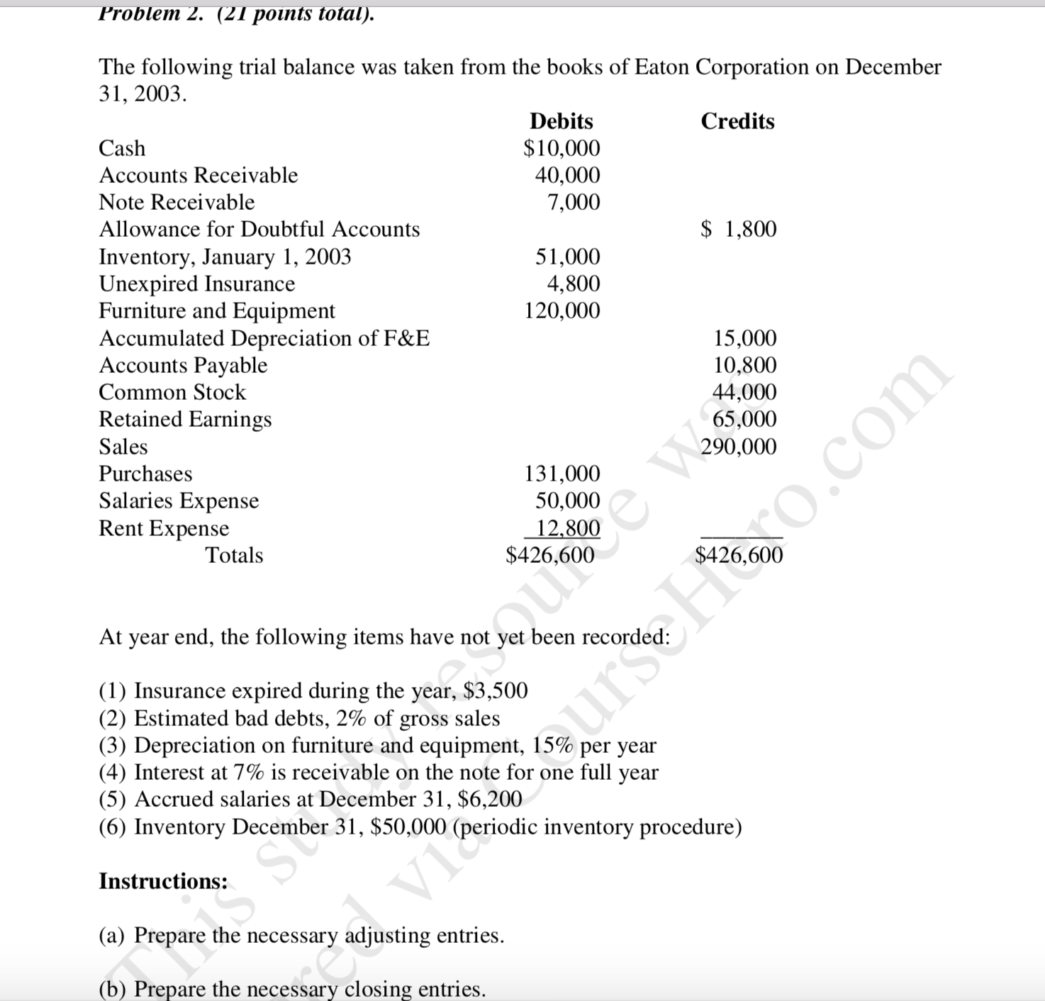 ACT 312 A - Problem 2 (21 points total) 13119619"! 2. i2]
