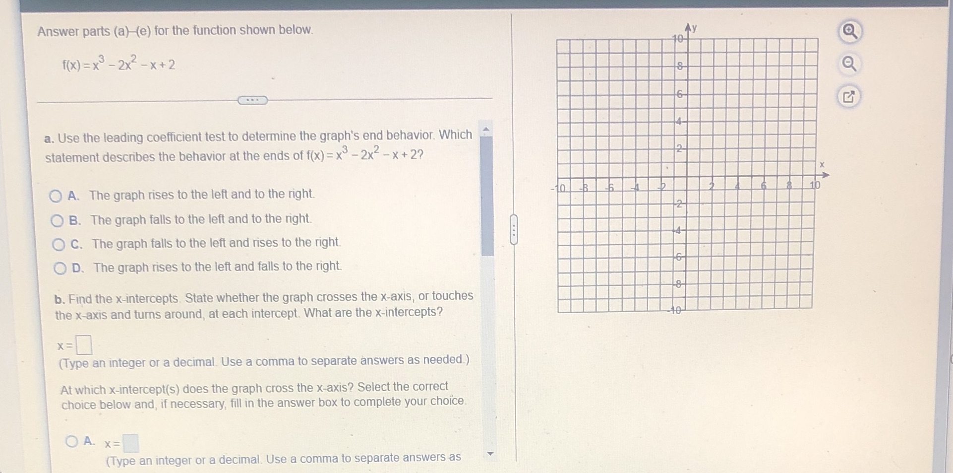  Answer parts (a) (e) for the function shown below. f (