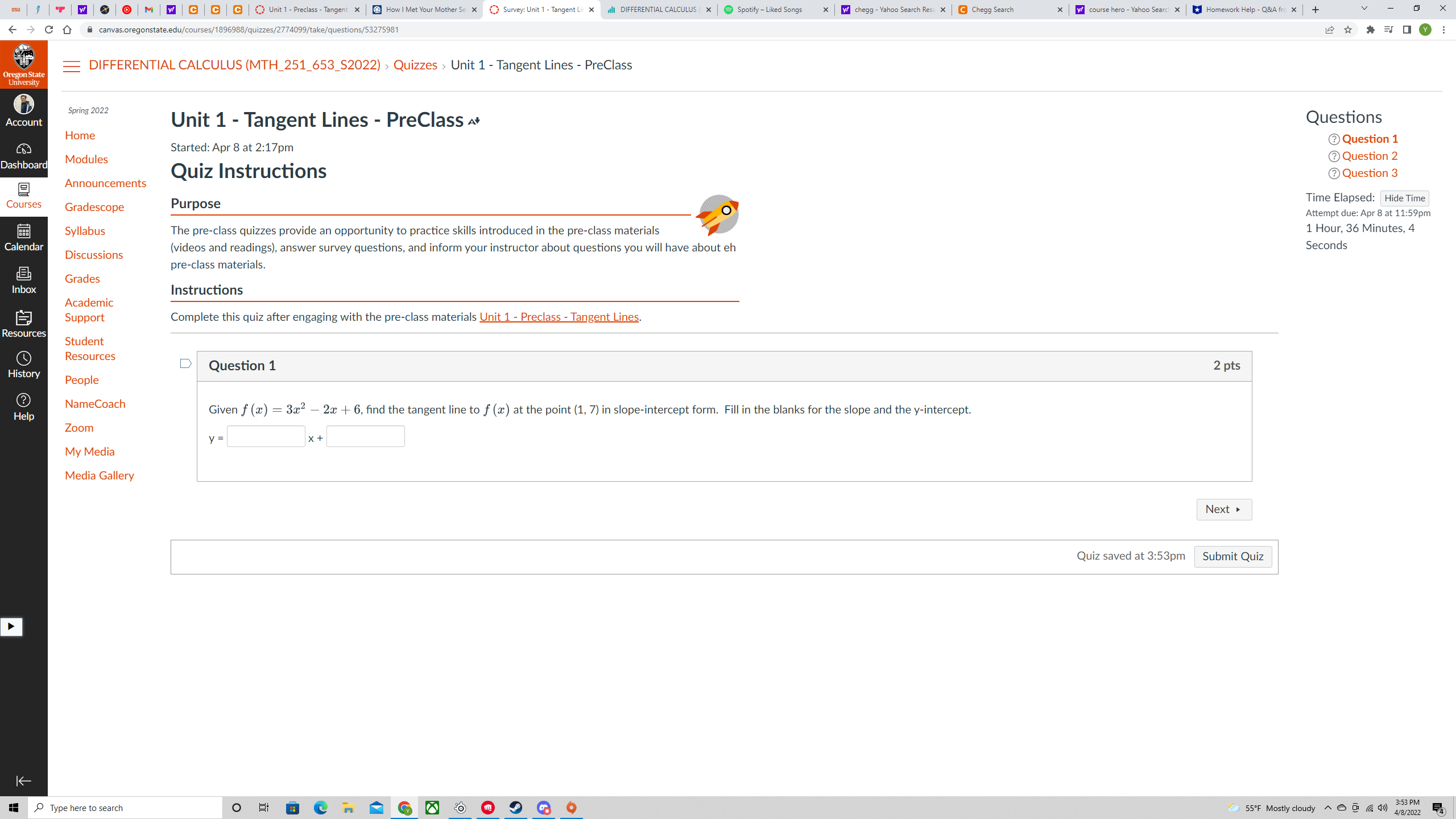 | Unit 1 - Preclass - Tangent * | @ How I