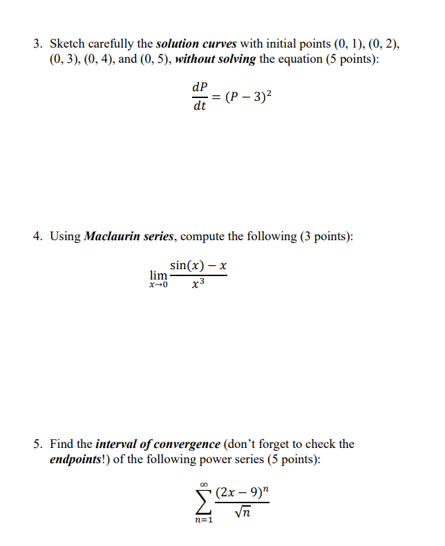 following differential equations, using the method of separation of variables (4 points