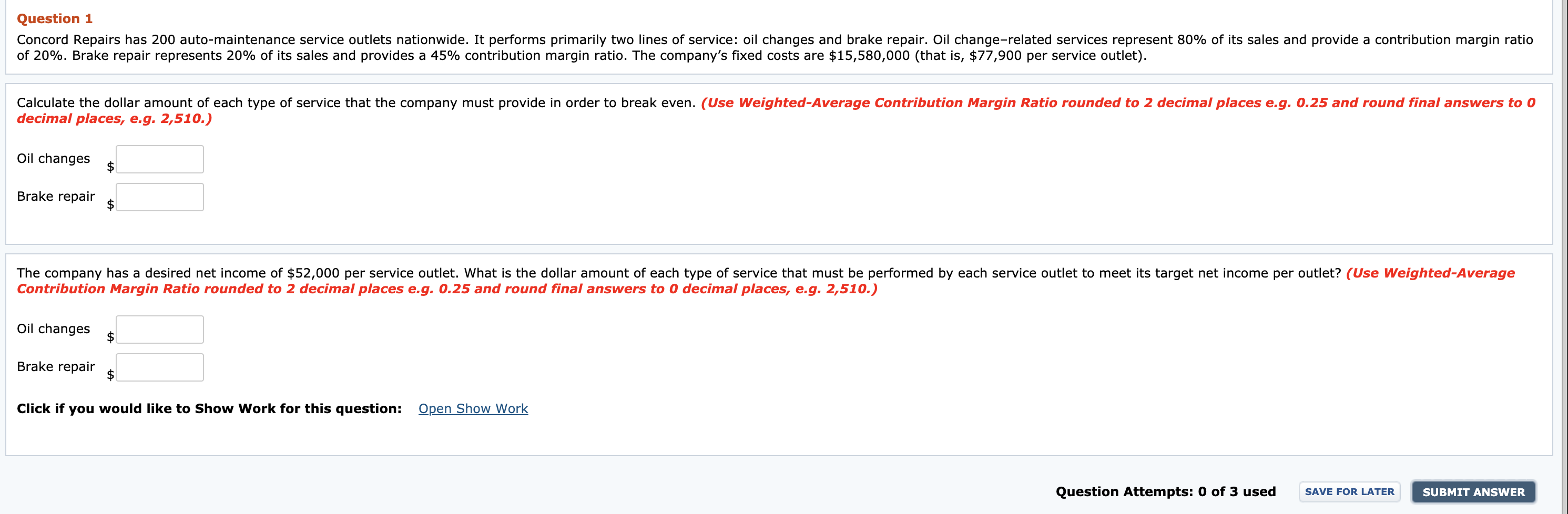 Please help with this question! Question 1 Concord Repairs has 200 auto-maintenance