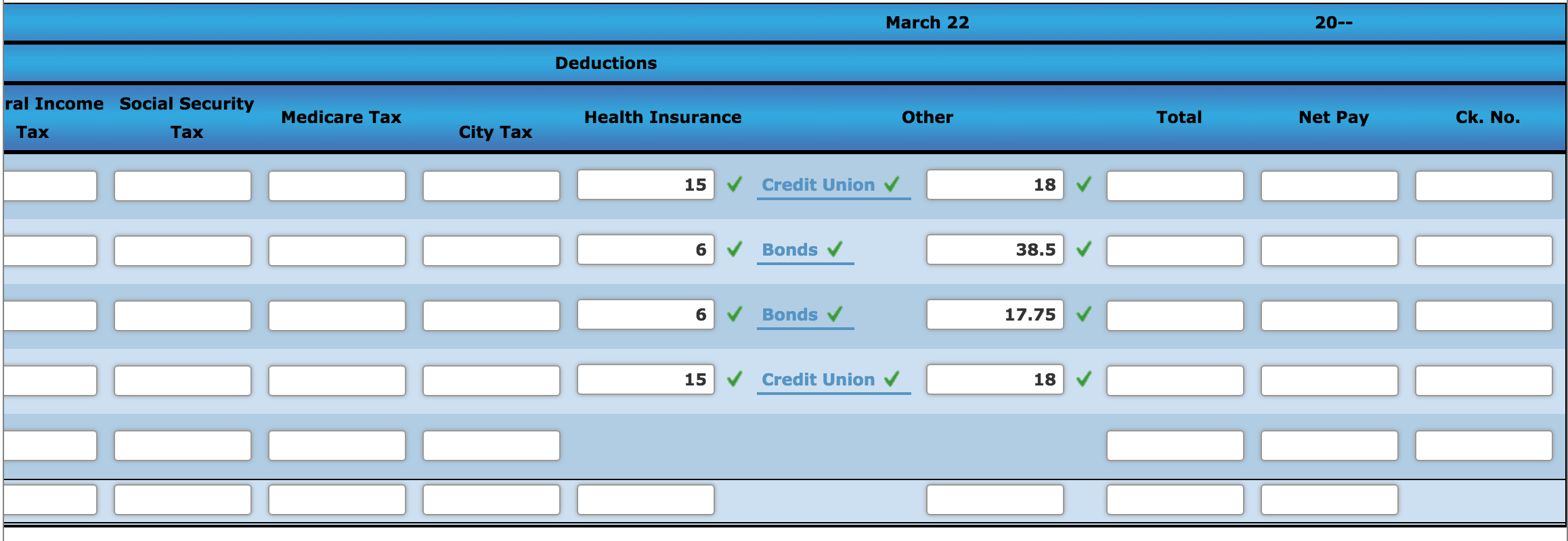 Luxury Travel for the week ended March 22, 20--. (In the Taxable