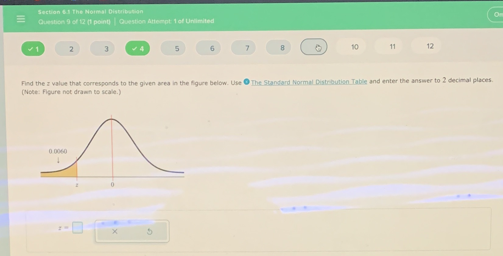 Section 6.1 The Normal Distribution E Question 9 of 12 (1
