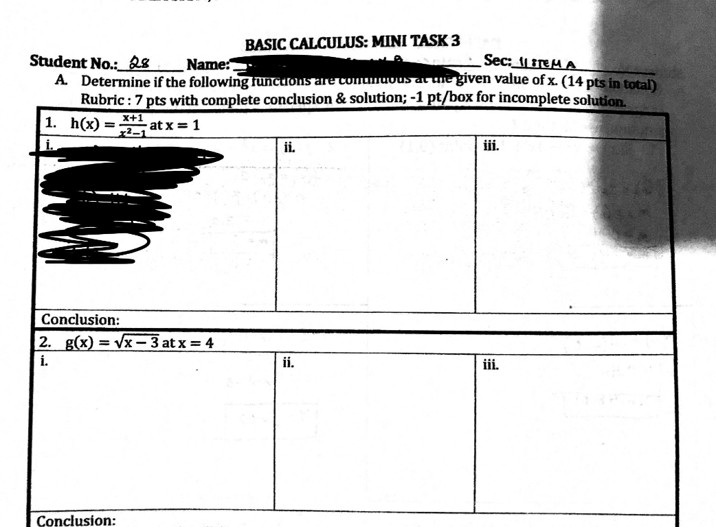 calculus.. BASIC CALCULUS: MINI TASK 3 Student No.: 28 _Name: Sec: 1/