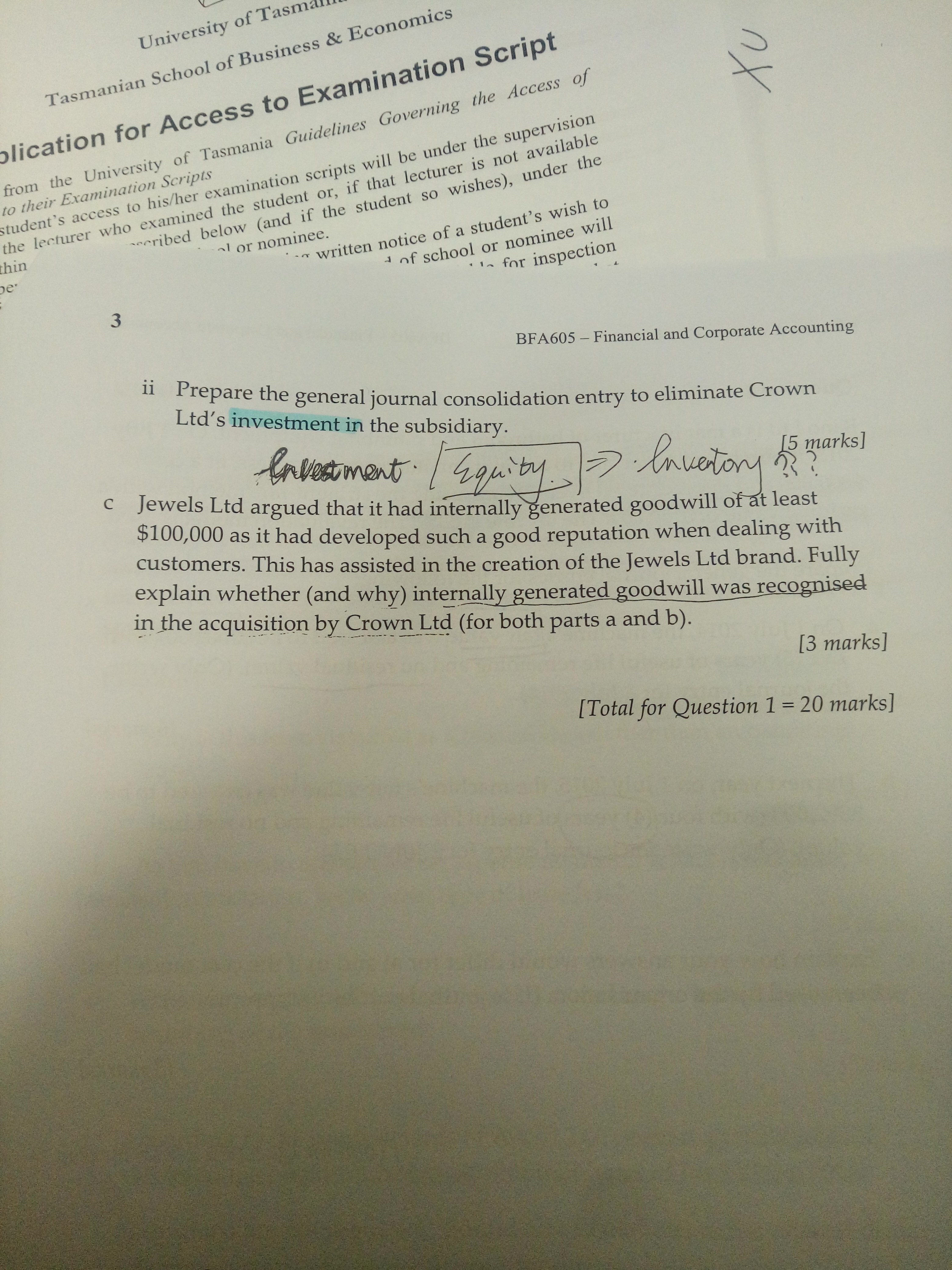 Corporate Accounting Question 1 Ltd acquired all of the assets and liabilities