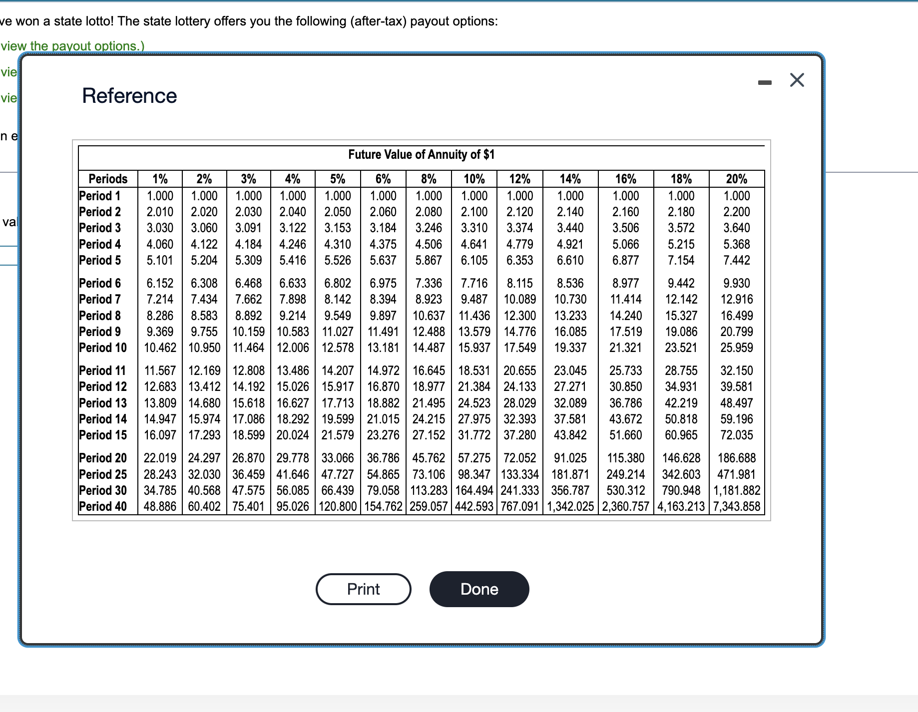 stale lotto! The state lottery offers you the following (after-tax) payout options: