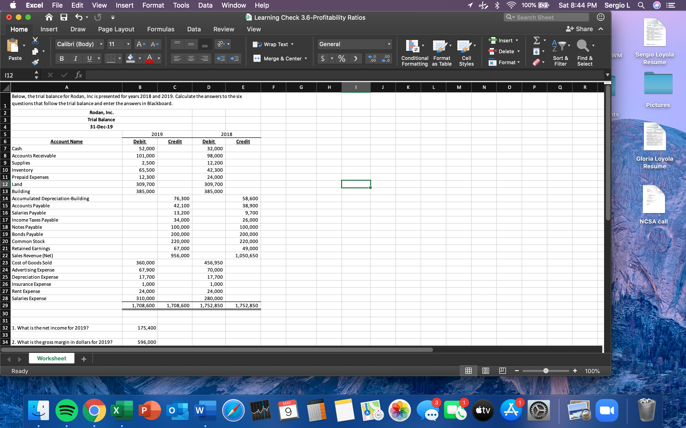 What is the return on equity for 2019? Excel File Edit View