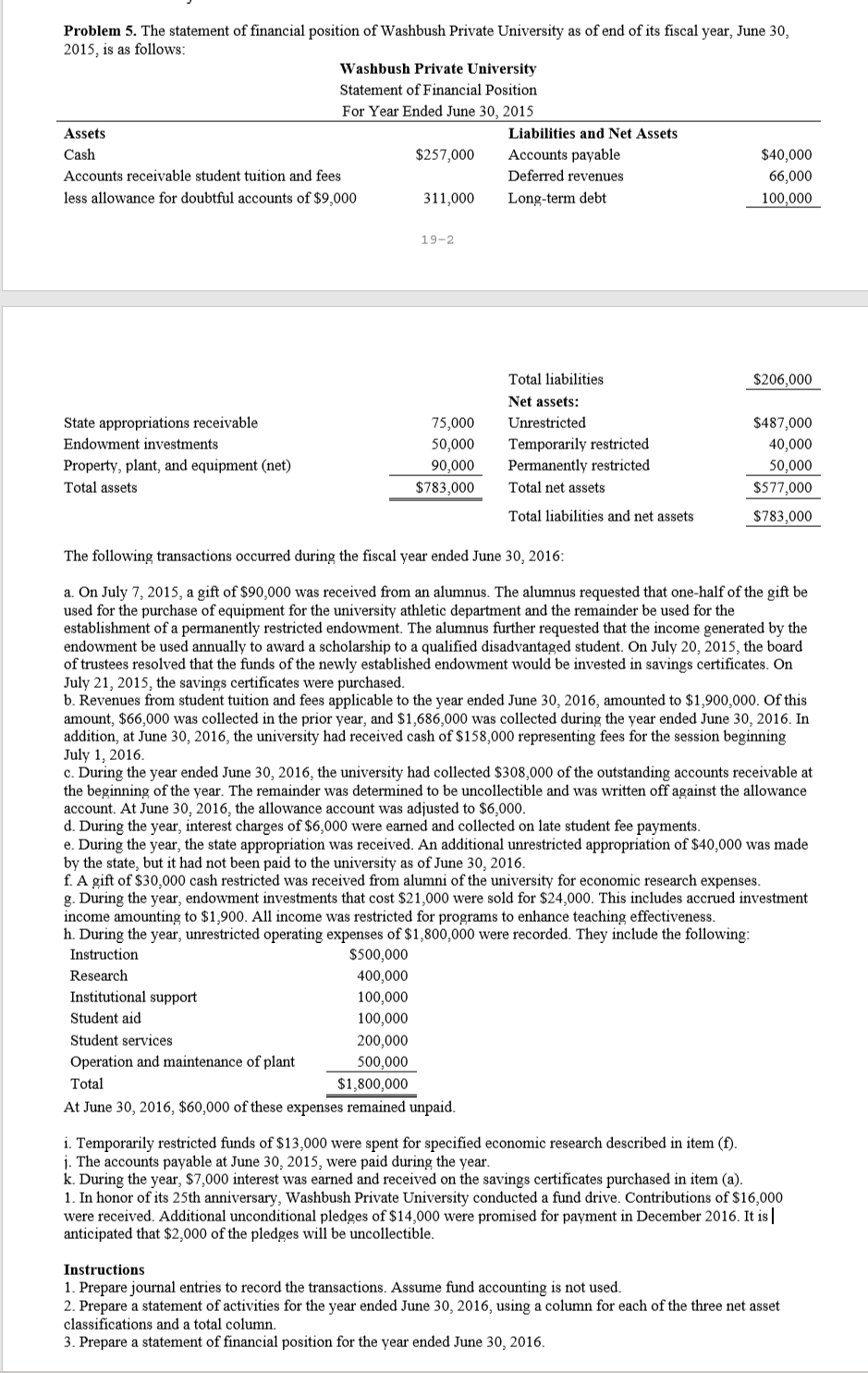 Please provide answer for requirement 1 2 and 3 Problem 5.