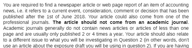 You are required to find a newspaper article or web page