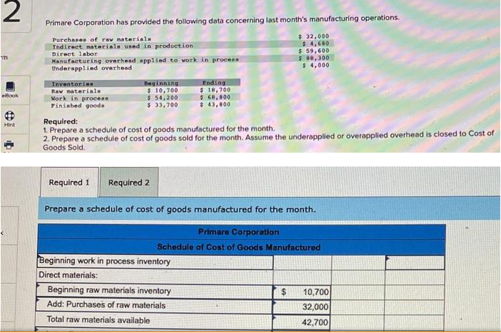 Please help \fLess: Ending raw materials inventory 18,700 Raw materials used in