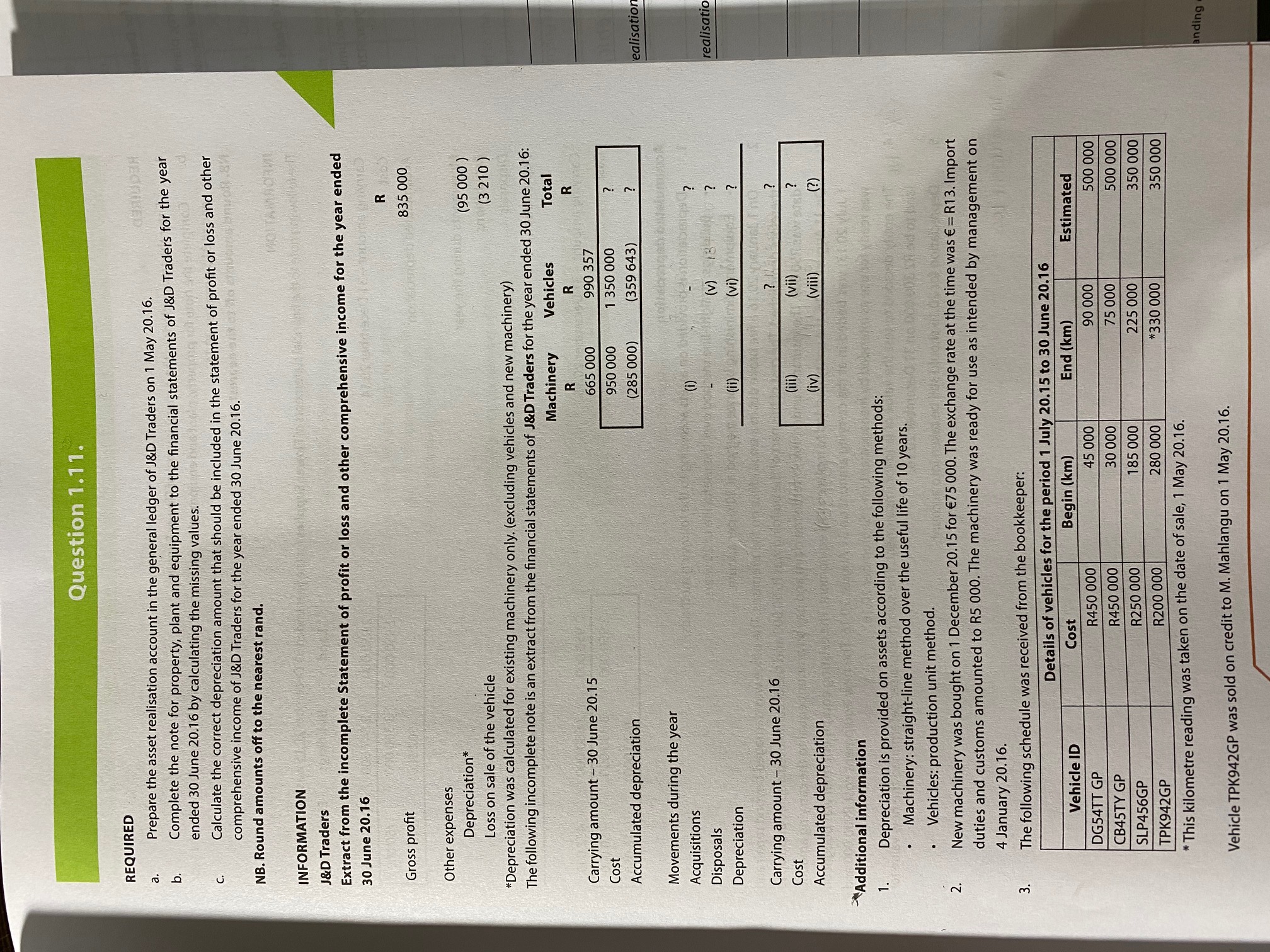 can you please complete this question Question 1.11. REQUIRED a Prepare the