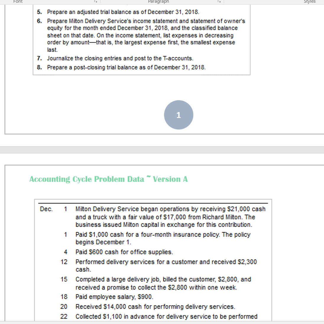 5. 6. 7. 8. Paragrapn Prepare an adjusted trial balance as of