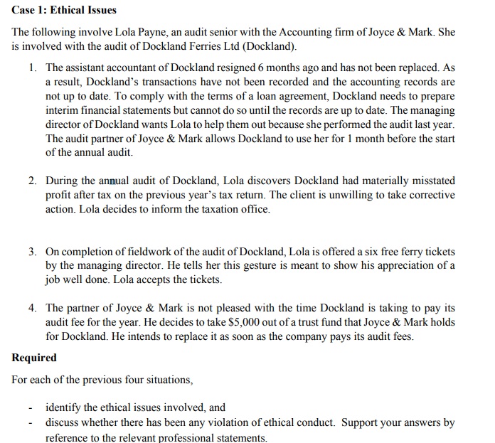 Please help me answer these case studies Case 1: Ethical Issues The