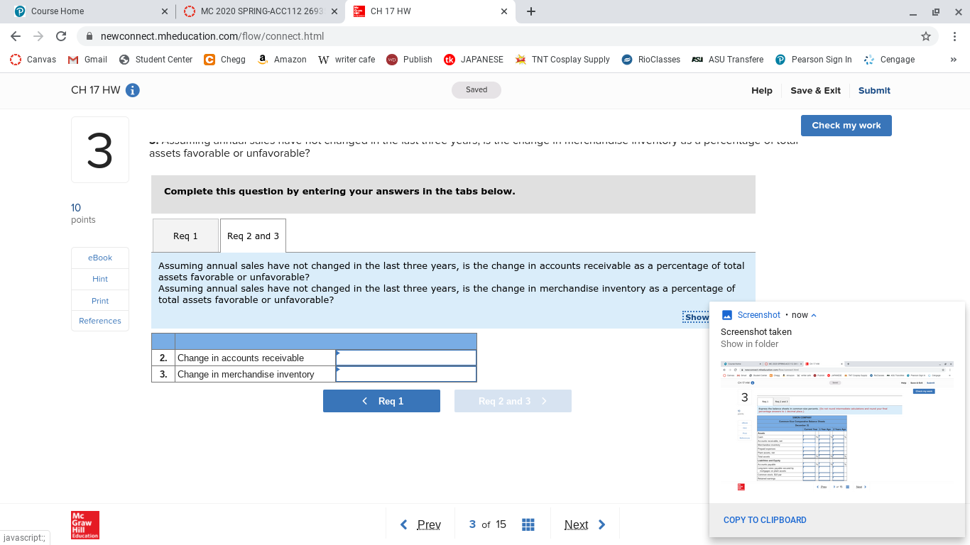below? Course Home X MC 2020 SPRING-ACC112 2693 X CH 17 HW