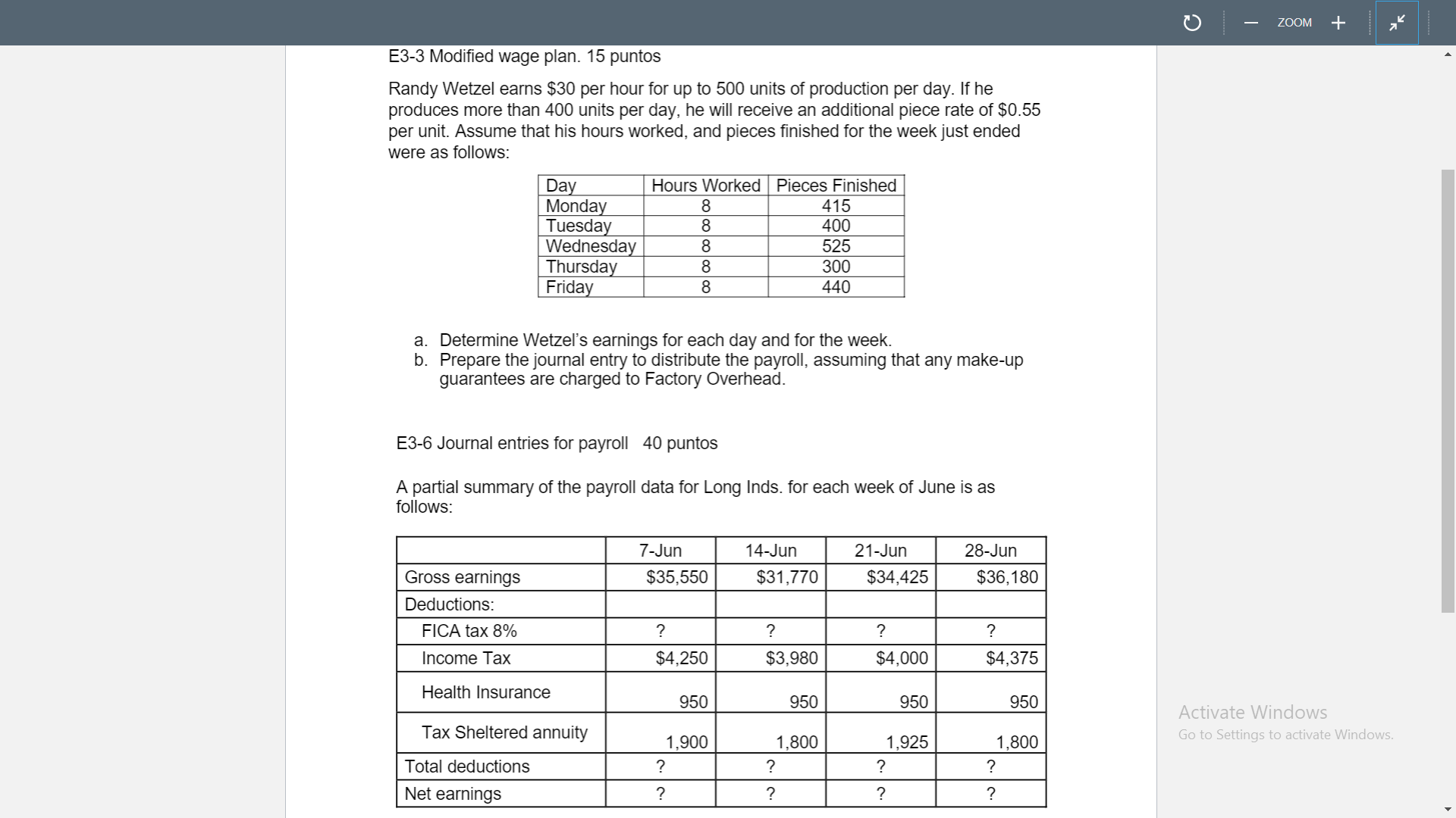 - ZOOM E3-3 Modified wage plan. 15 puntos Randy Wetzel earns
