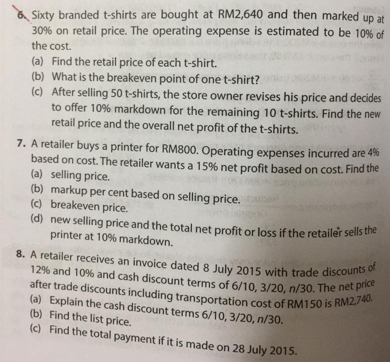 is 30%. If the new retail price is RM560, find the old