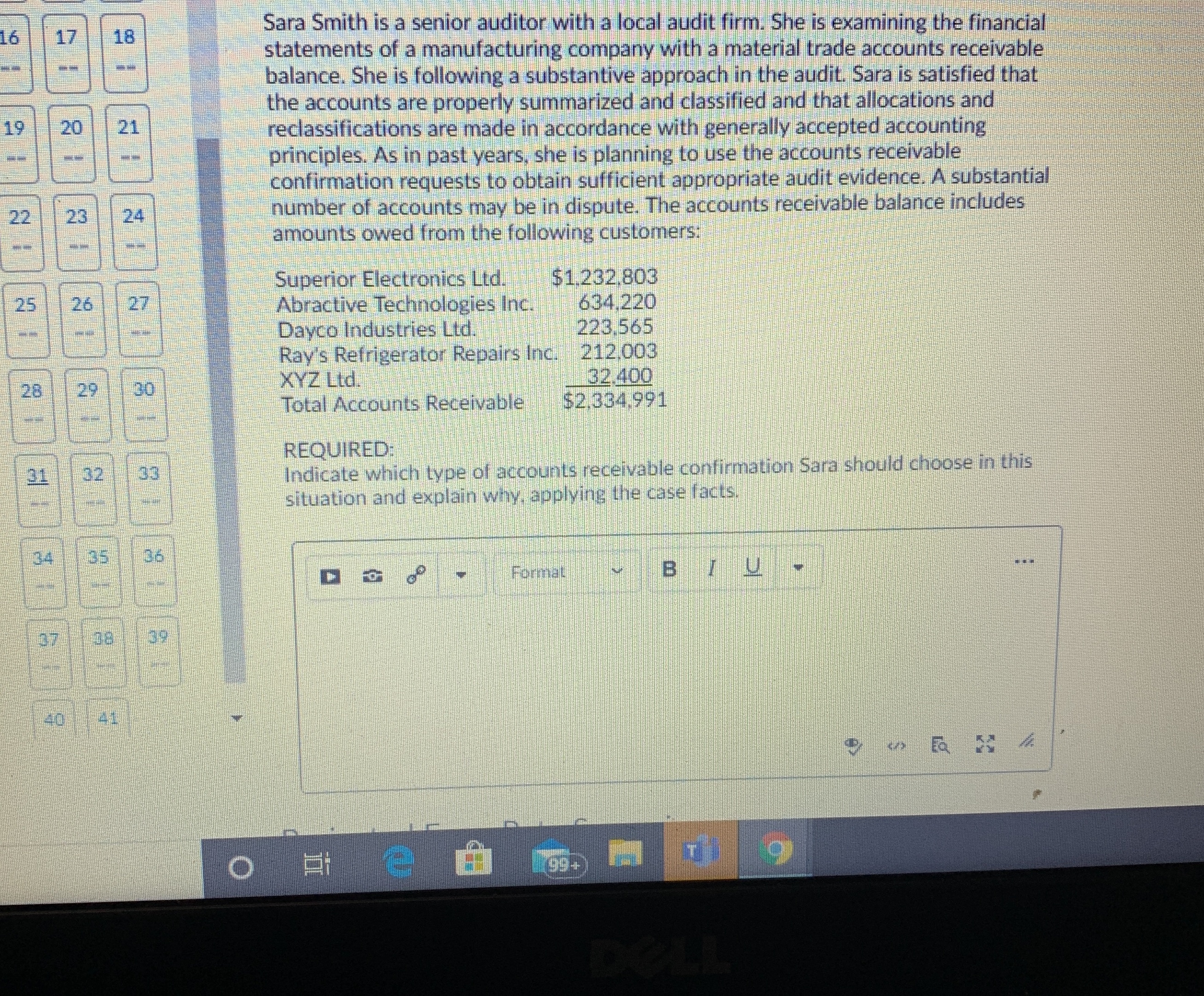 Solve this 18 Sara Smith is a senior auditor with a local