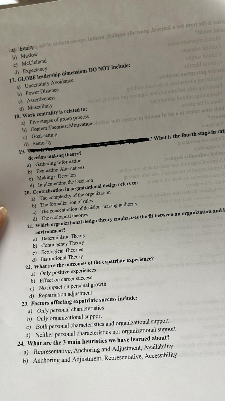  ( a ) ?Equity b ) ?Maslow c ) ?McClelland d