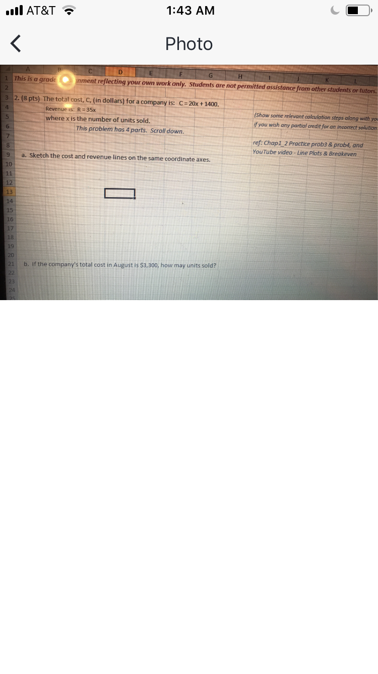 graded assignment reflecting your own work only. Students are not permitted assistance