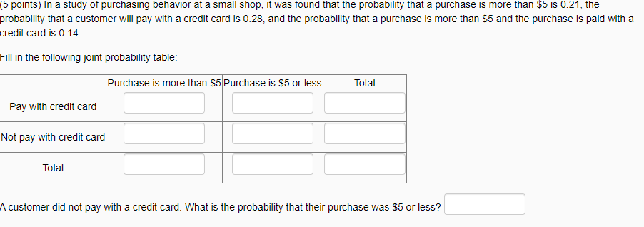  [5 points) In a study of purchasing behavior at a small