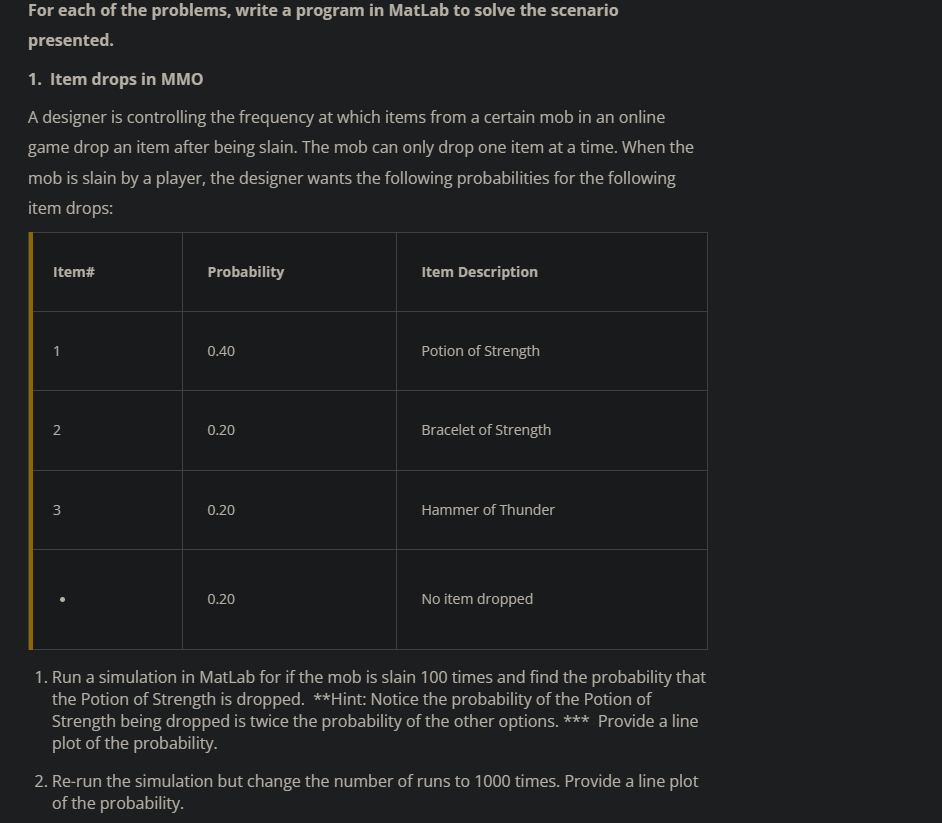  For each of the problems, write a program in MatLab to