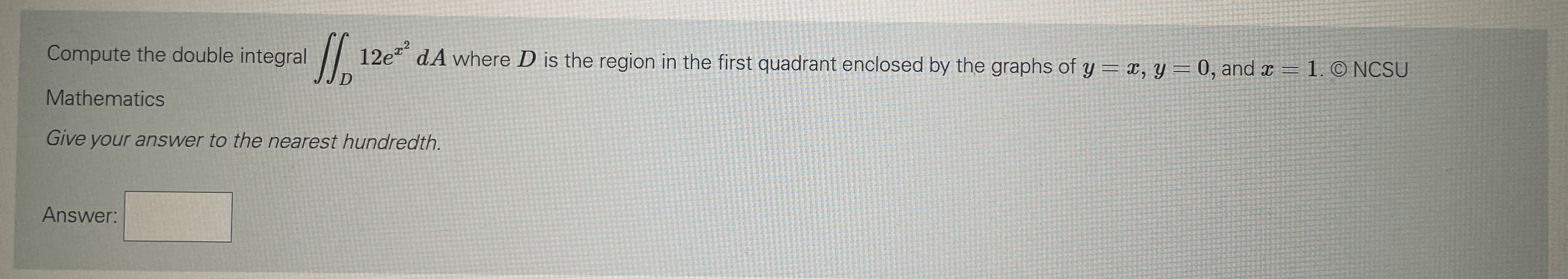  Compute the double integral 12eth d A where D is the