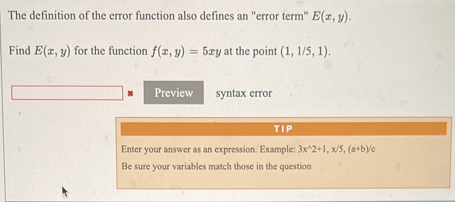  The definition of the error function also defines an "error term"
