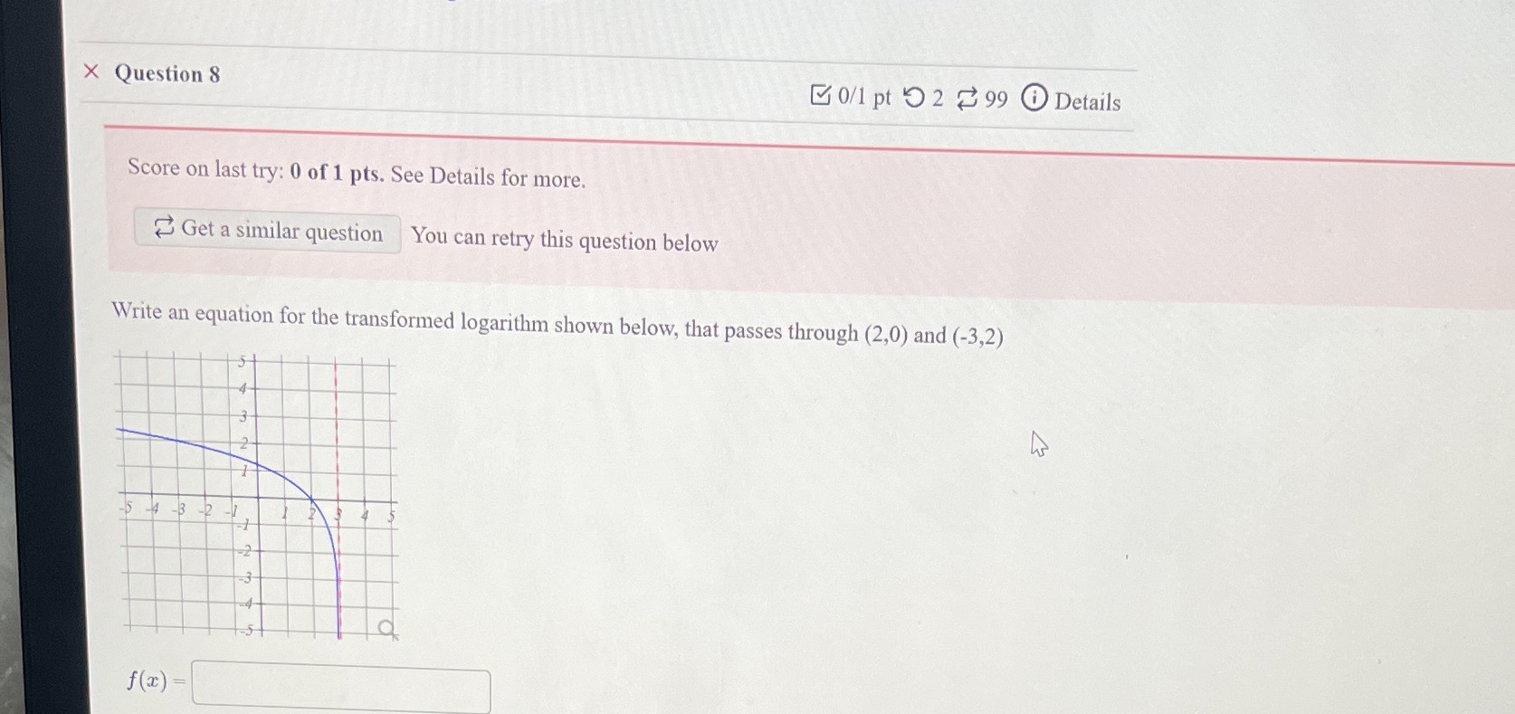 x Question 3 a 0/1 pt '0 2 8 99 G)