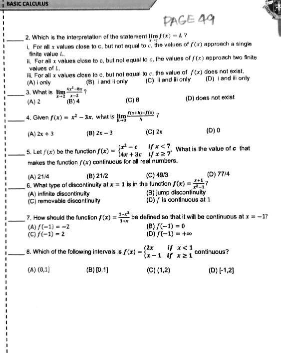 GRADE & SECTION General Instructions: This is a written work worth 30