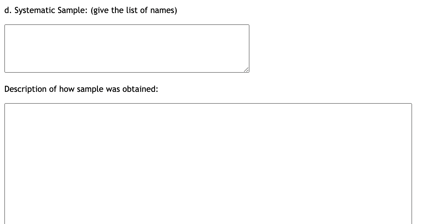 experience, construct a sample of size 6 using each method and provide