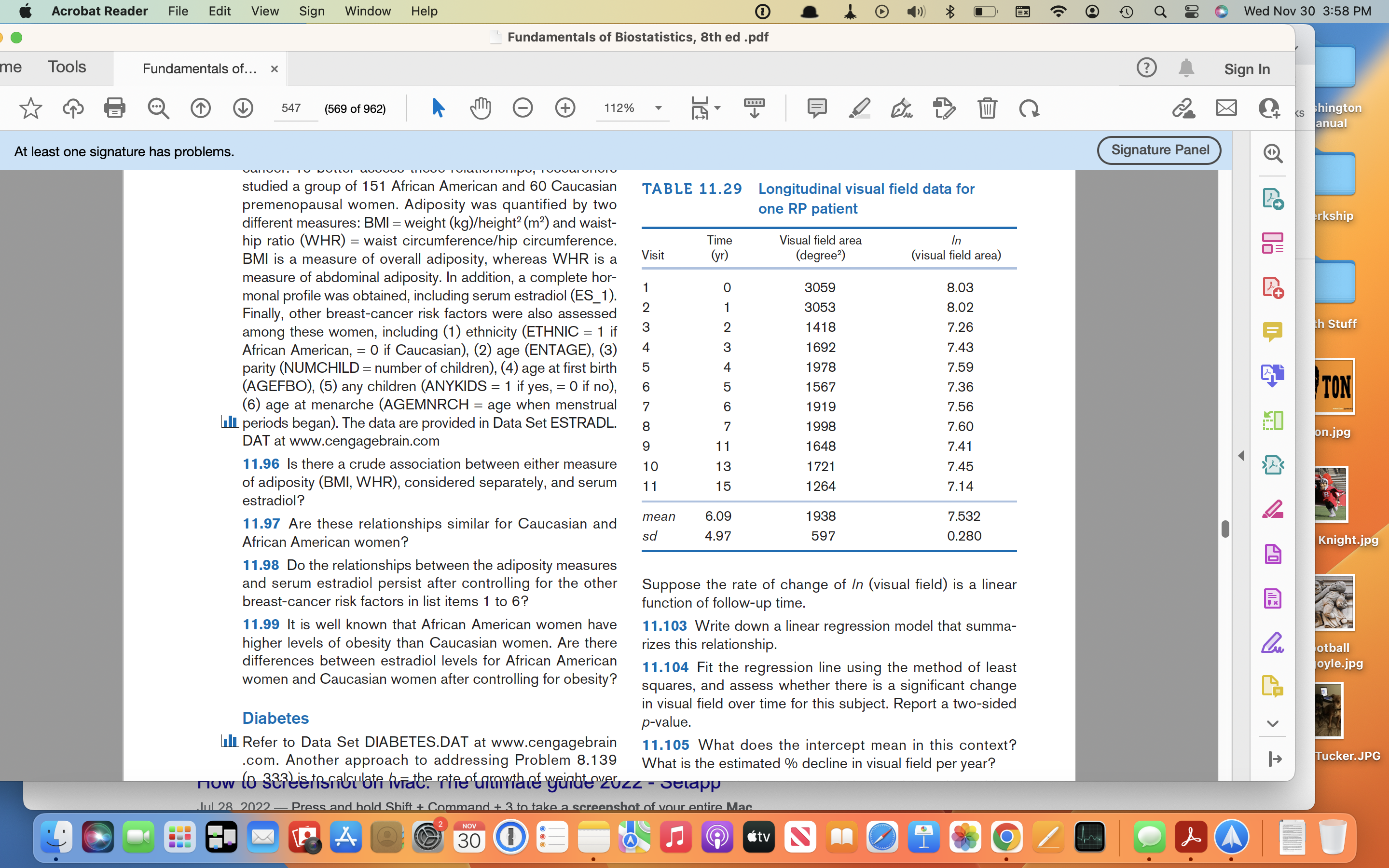 I need an answer for question 11.105 based on table 11.29 Acrobat