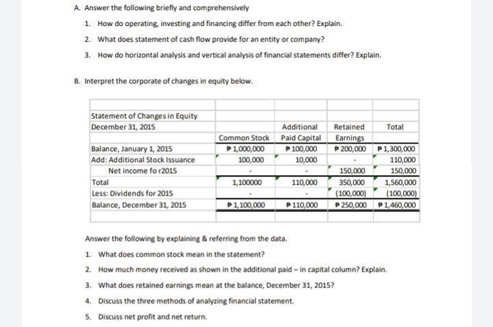 help me with these please and explain clearly A. Answer the following