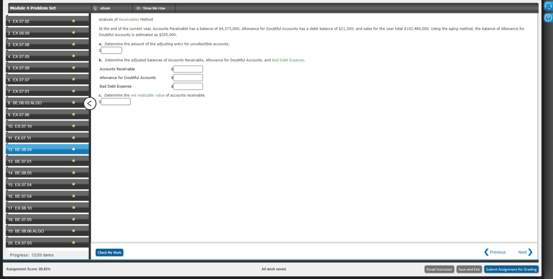  Module 4 Problem Set eBook Show Me How 1. EX.07.02 Analysis