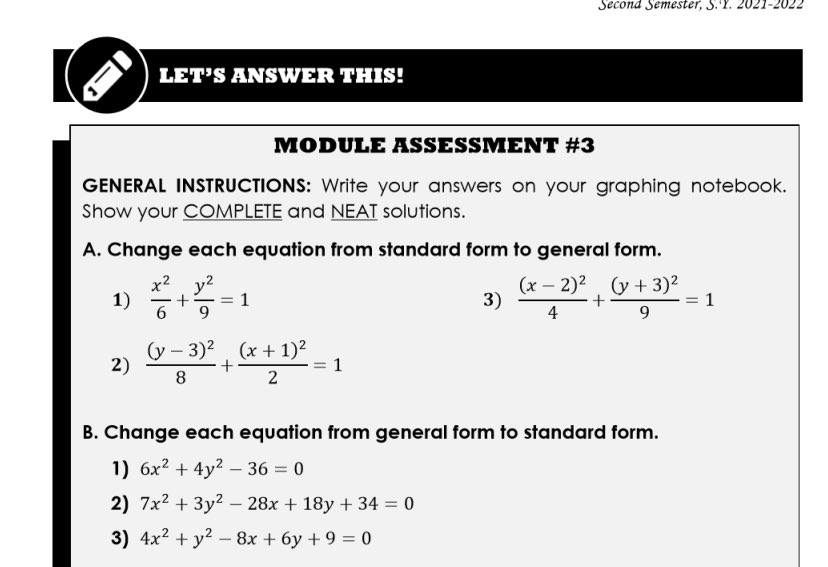 Second Semester, 3. Y. 2021-2022 LET'S ANSWER THIS! MODULE ASSESSMENT #3