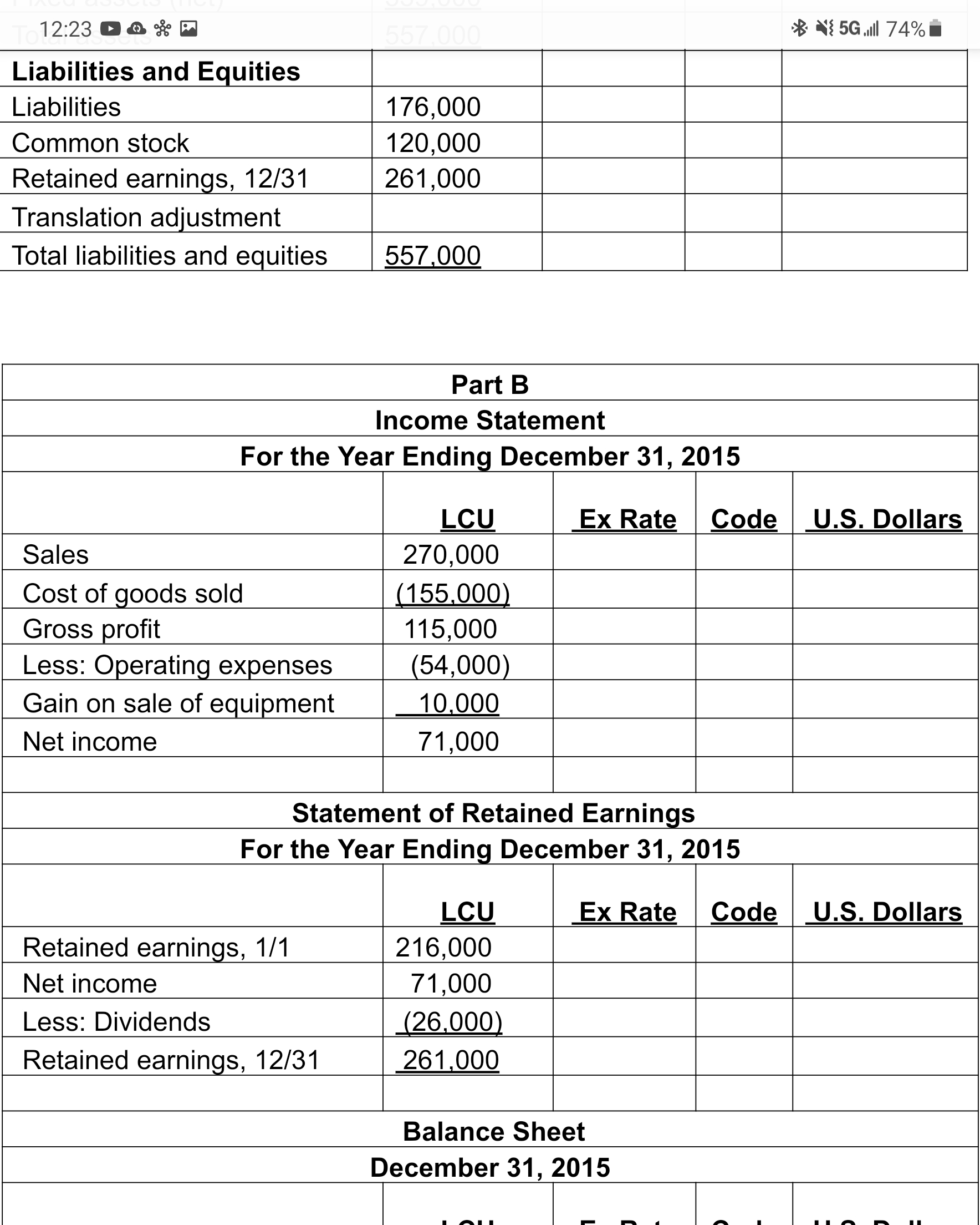 forma foreigncurrency financial statements of a subsidiary that follow into the parent's
